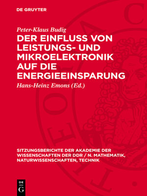 cover image of Der Einfluß von Leistungs- und Mikroelektronik auf die Energieeinsparung